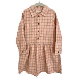 Roberta Roller Rabbit Girls Plaid Pink Button Collared Shirt Dress 6 NWOT